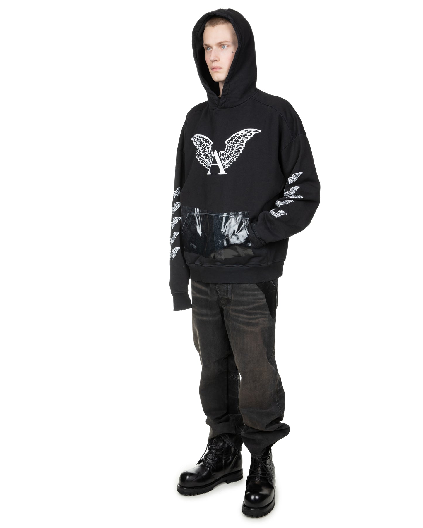 Melt Lock Logo Hoodie: Vintage Black