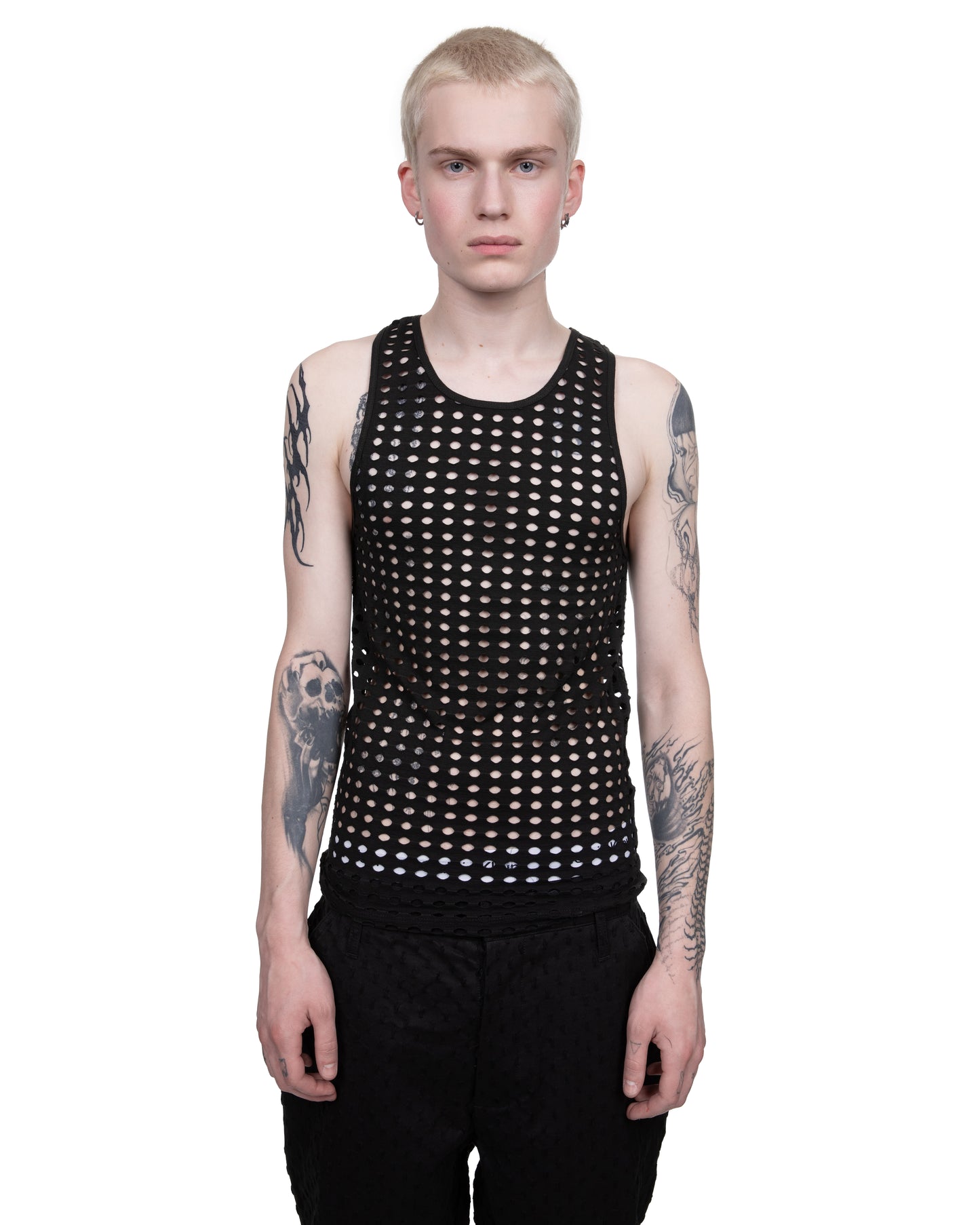 Laser Cut Tank Top: Black