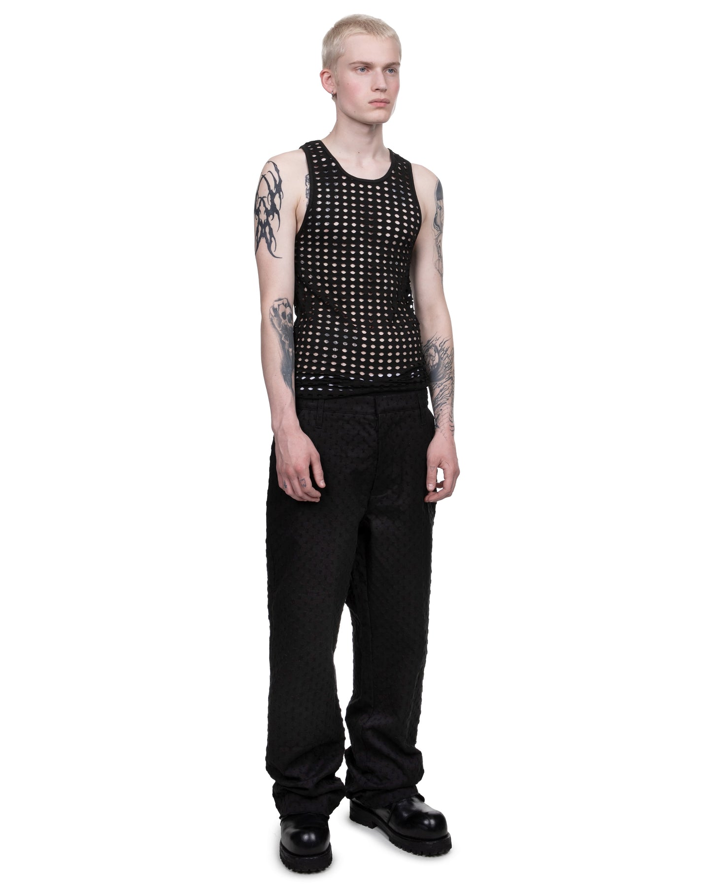 Laser Cut Tank Top: Black