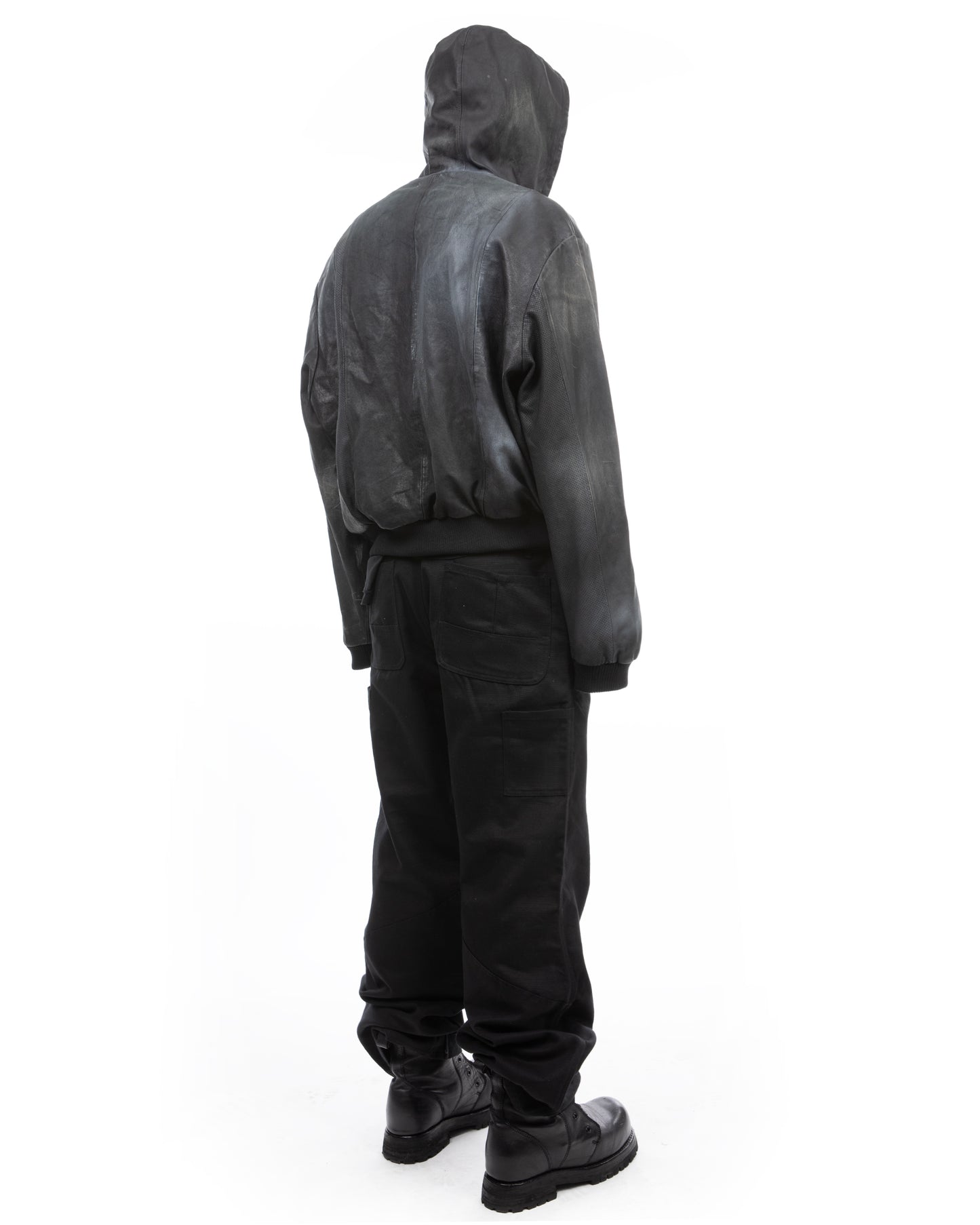 Paneled Leather Bomber