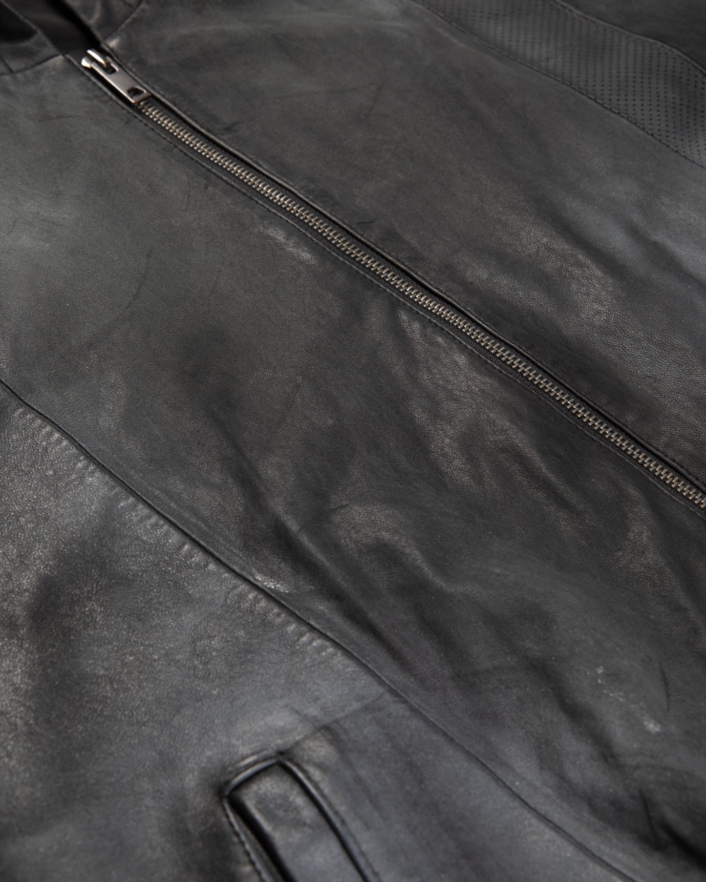 Paneled Leather Bomber