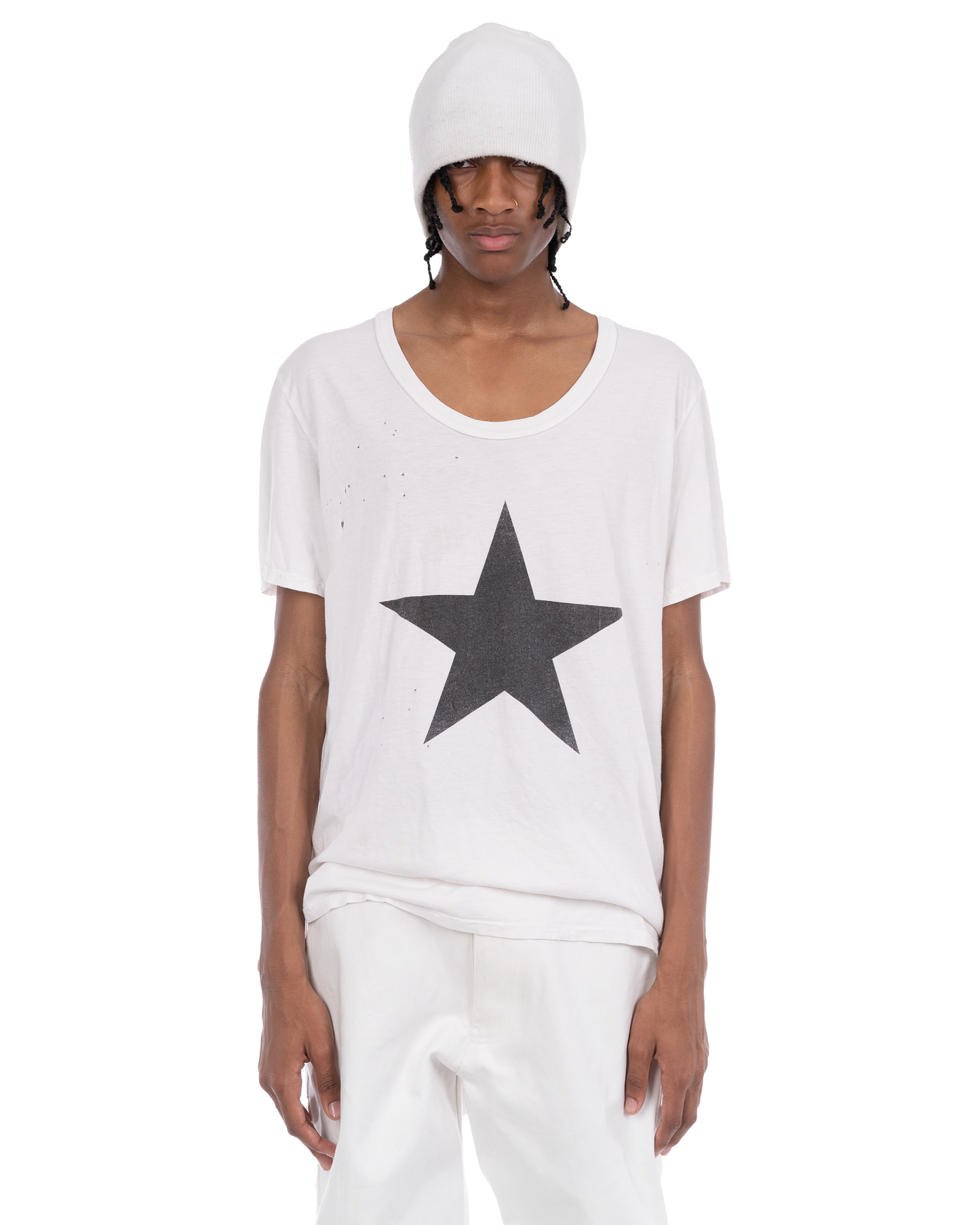 Star tshirt: Vintage white