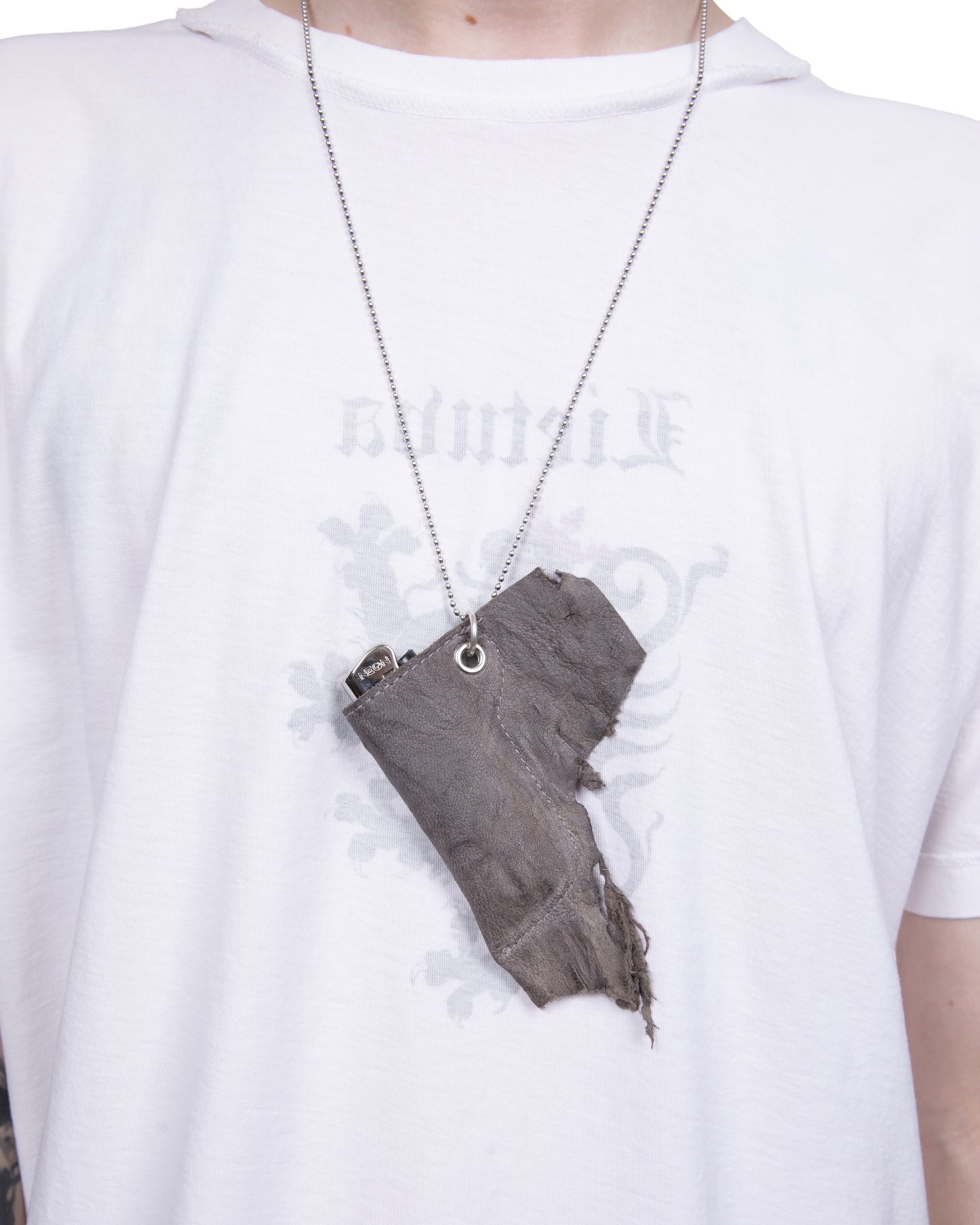 Lighter Holder Necklace: Grey Leather Collaboration With Ant/Anti