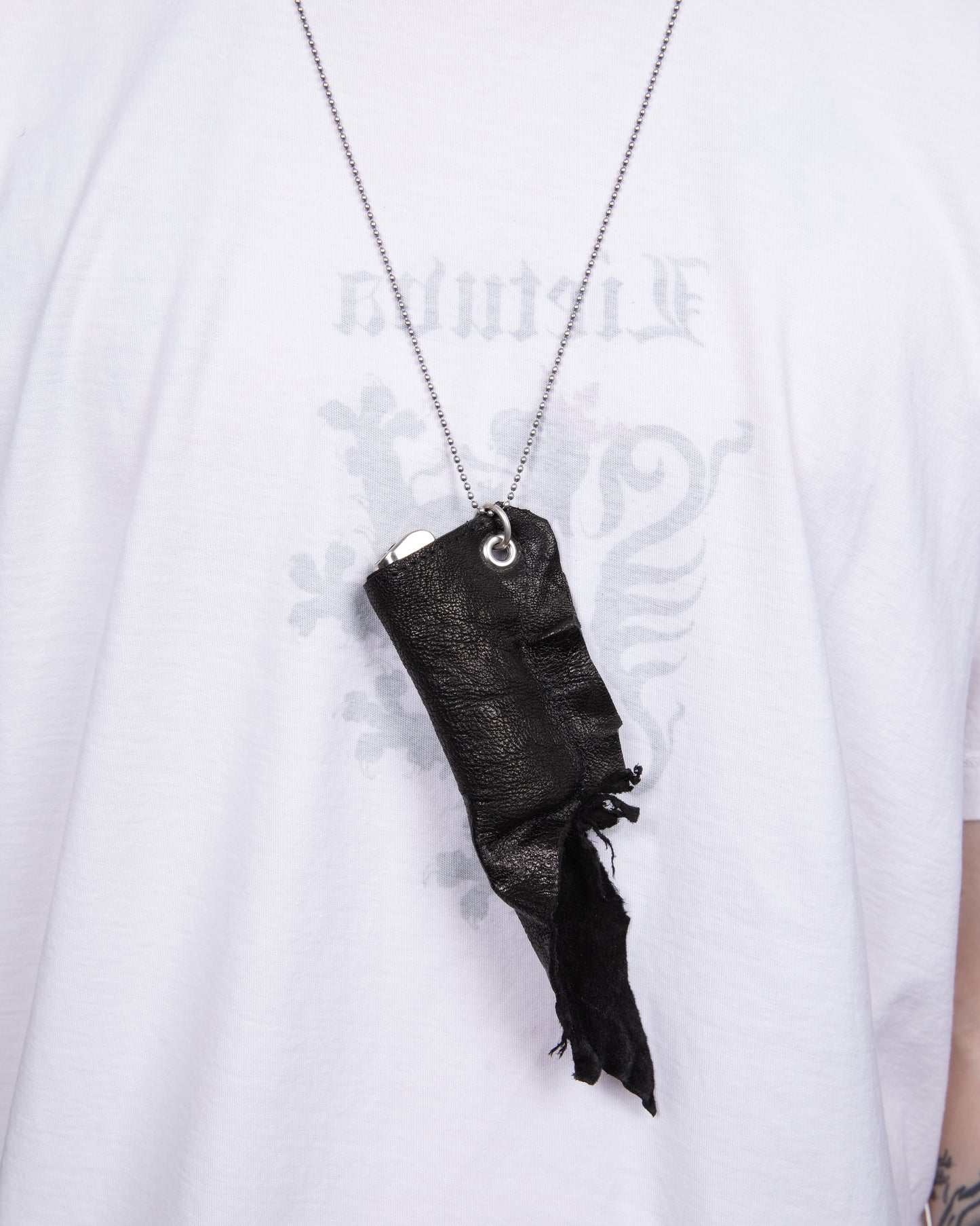 Lighter Holder Necklace: Black Leather Collaboration With Ant/Anti