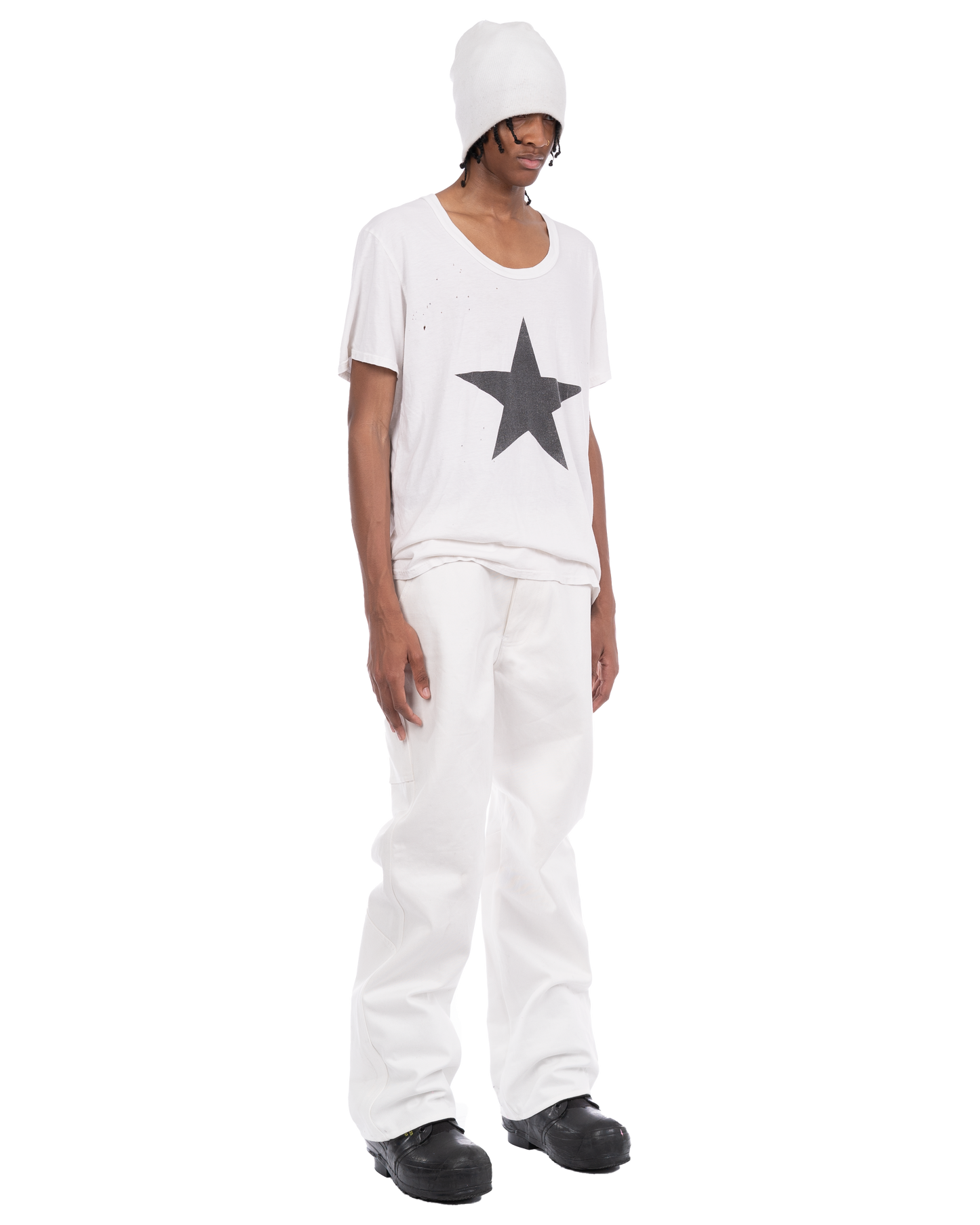 Star tshirt: Vintage white