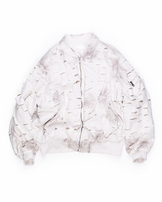 Leather Double Layer Bomber: Dirty White